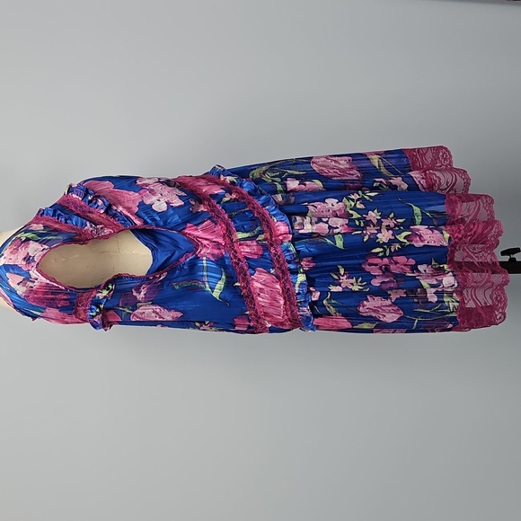 Free People Spring Fling Sleeveless Mini Dress W/Slip:Ultra Violet Combo: Medium - Picture 5 of 16